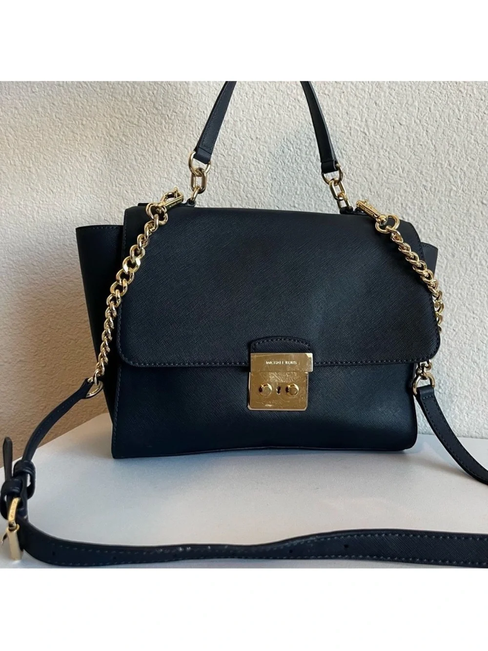 MICHAEL KORS Blue Selma Mercer Raven Bedford Chain Satchel Crossbody